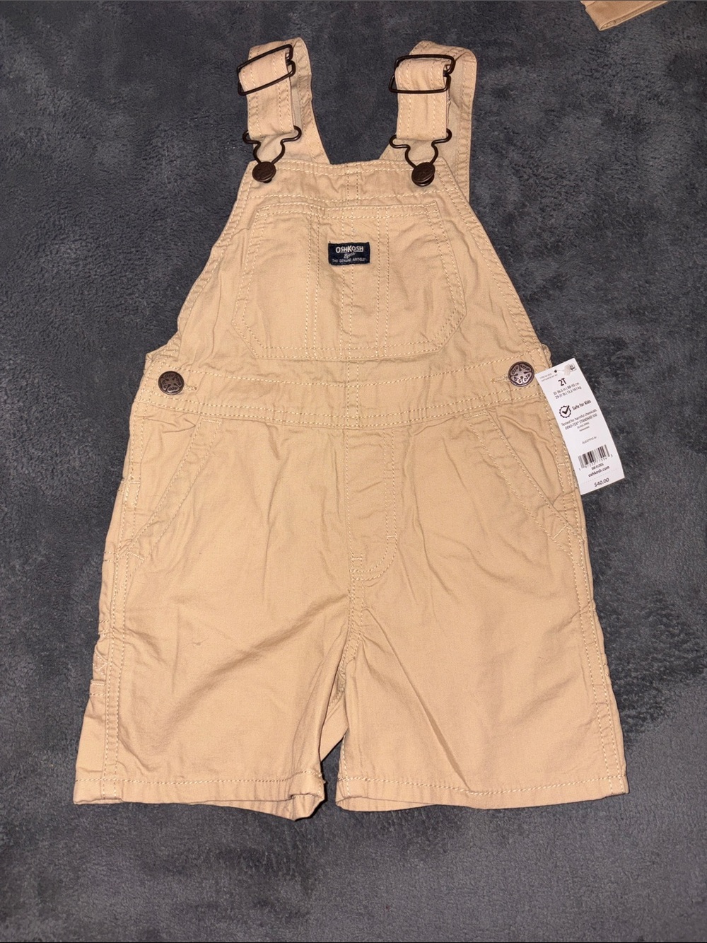 OshKosh B'gosh Tan Short Overalls for Toddlers